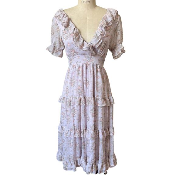 Altar'd State Keira Floral Midi Dress in Lilac Purple Size Small - Picture 1 of 7